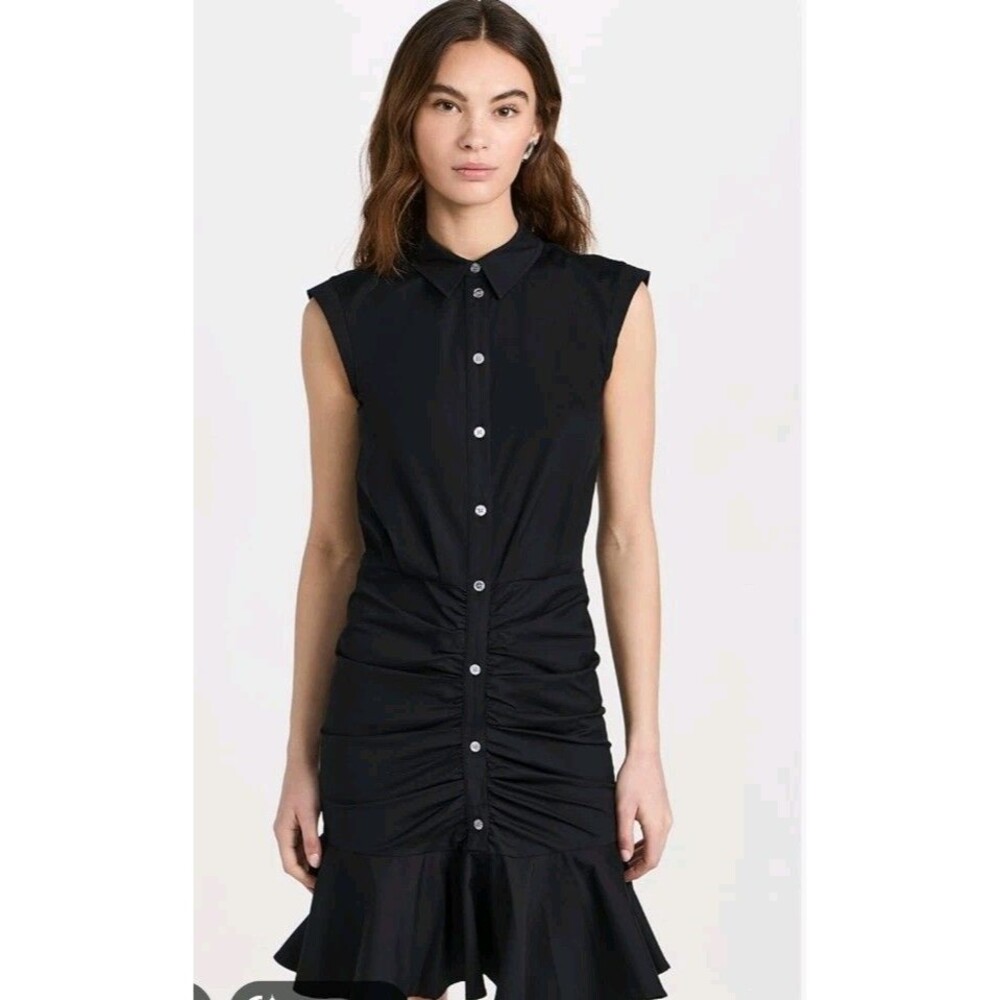 Veronica Beard Bell Shirt Dress Mini Black 10